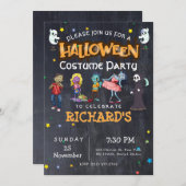 子供の面白いハロウィーン衣装の誕生日パーティー 招待状 (正面/裏面)