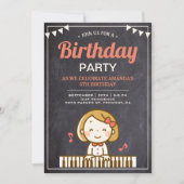 子供の音楽テーマのキュートなピアニストの誕生日パーティー 招待状 (正面)