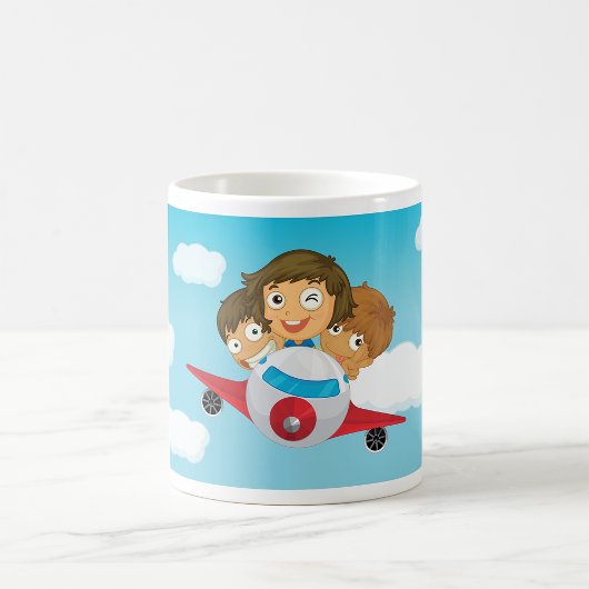 子供の飛行機 かわいい航空 カートゥーン コーヒーマグカップ