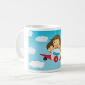 子供の飛行機 かわいい航空 カートゥーン コーヒーマグカップ (正面左)