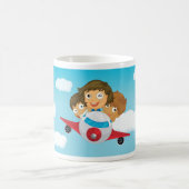 子供の飛行機 かわいい航空 カートゥーン コーヒーマグカップ (中央)