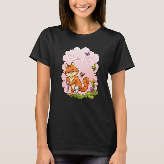 子供の骨折 お見舞い 猫 Tシャツ (正面)