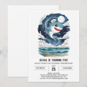 子供の魅惑的な海洋サメの誕生日 招待状 (正面/裏面)