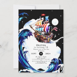 子供の魔法の宝物海賊の誕生日 招待状