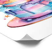 子供の魔法の誕生日の願い – 水色ケーキ ポスター (角)