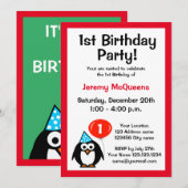 子供の1歳誕生日パーティー招待状テンプレート 招待状 (正面/裏面)