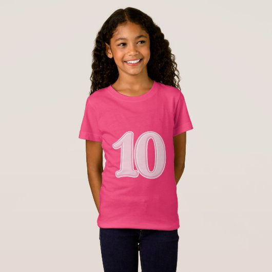 子供の10歳の誕生日Tシャツ 可愛いピンクの数字10 Tシャツ (正面フル)