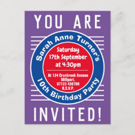 子供の10th誕生日パーティーへの招待 インビテーションポストカード