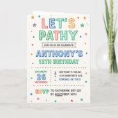 子供の12歳の誕生日を特別なものに - カラフルな誕生日パーティーの招待状 カード (裏面)