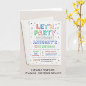 子供の12歳の誕生日を特別なものに - カラフルな誕生日パーティーの招待状 カード (黄色い花)