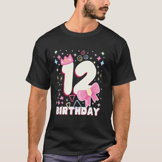 子供の12歳の誕生日 女子 誕生日祝い プリンセス Tシャツ (正面)