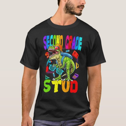 子供の2年生男子恐竜バックトゥスクール Tシャツ (正面)