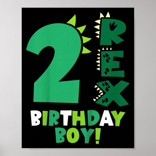 子供の2歳の恐竜レックスの誕生日 2歳の誕生日 ポスター (正面)