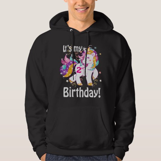 子供の2歳の誕生日ユニコーンの服 パーカ (正面)