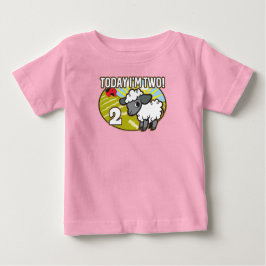 子供の2歳の誕生日今日は2歳！かわいい子羊 ベビーTシャツ