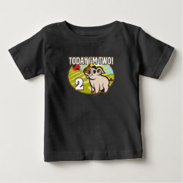 子供の2歳の誕生日今日は2歳！かわいい豚 ベビーTシャツ