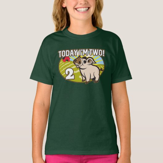 子供の2歳の誕生日今日は2歳！かわいい豚 Tシャツ (正面)