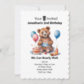 子供の2歳の誕生日 テディのテーマ 招待状 (正面)