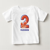 子供の2歳の誕生日 ロブスター ゲストオブオナー ベビーTシャツ (正面)