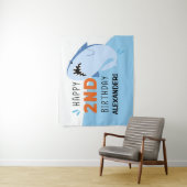 子供の2歳サメ誕生日パーティー カスタム バックドロップ 男の子 タペストリー (インサイチュ)