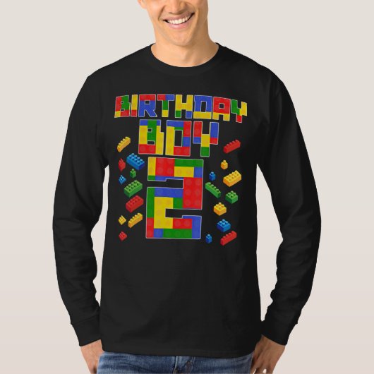子供の2番目の誕生日ボーイマスタービルダー2歳のブロー Tシャツ (正面)