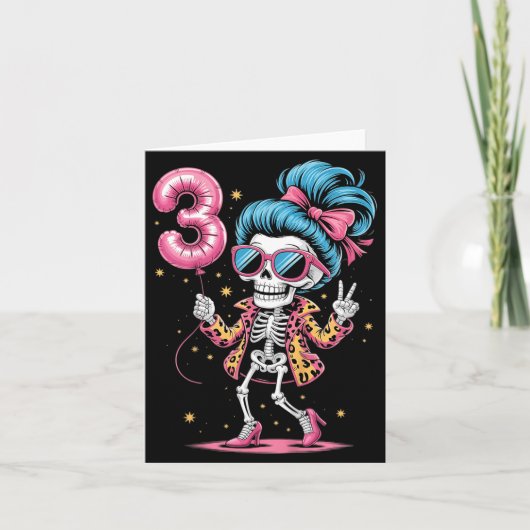 子供の3歳の誕生日ハロウィンコスチューム スケルトン3 カード (正面)