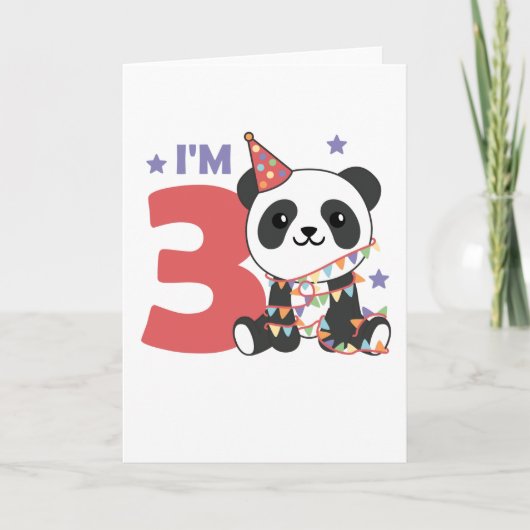 子供の3歳の誕生日パンダカード カード (正面)