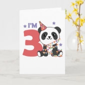 子供の3歳の誕生日パンダカード カード (黄色い花)