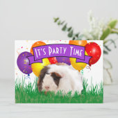 子供の3歳の誕生日パーティーモルモット風船 招待状 (スタンド正面)