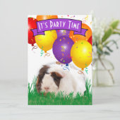 子供の3歳の誕生日パーティー モルモットの風船 招待状 (スタンド正面)