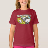 子供の3歳の誕生日今日は3歳！かわいい子羊 Tシャツ (正面)