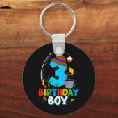 子供の3歳の誕生日Tシャツ 男の子 釣り 魚 キーホルダー (正面)