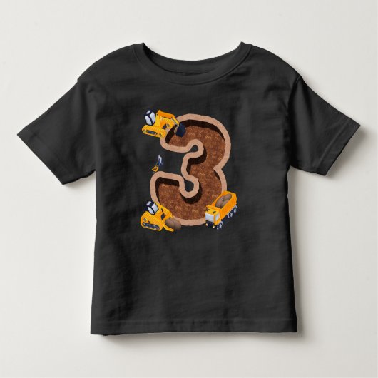 子供の3歳誕生日 ディガーTシャツ 3歳 ビルダー トドラーTシャツ (正面)