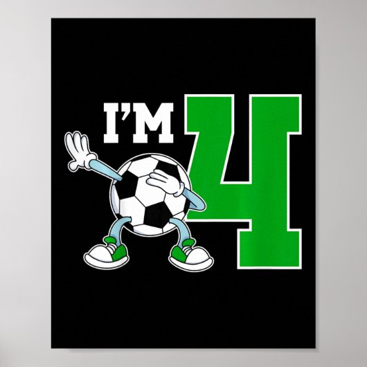 子供の4歳のサッカーの誕生日パーティー 四歳のサッカー少年 ポスター (正面)