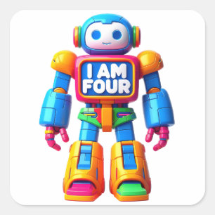 子供の4歳の誕生日ロボット テクノロジー ロボット スクエアシール
