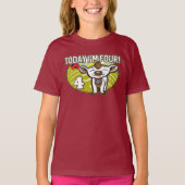 子供の4歳の誕生日今日は4歳！かわいい牛 Tシャツ (正面)