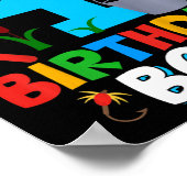 子供の4歳の誕生日Tシャツ 少年 釣り 魚 誕生日パーティー ポスター (角)
