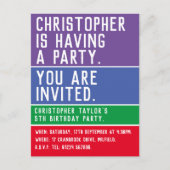 子供の5歳の誕生日パーティーへの招待 インビテーションポストカード (正面)