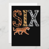 子供の6歳の誕生日パーティー 動物園のトラ 招待状 (正面/裏面)