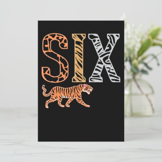 子供の6歳誕生日パーティー 動物園のトラ 招待状 (スタンド正面)