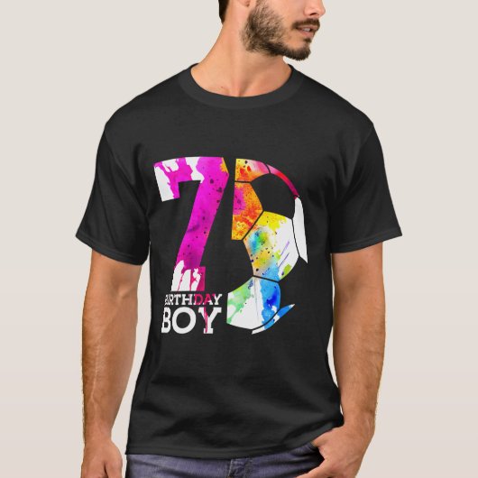 子供の7歳の誕生日おめでとう サッカー 少年 Tシャツ (正面)