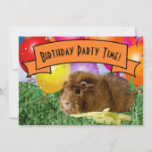 子供の7th誕生日パーティーギニアピグ風船 招待状 (正面)