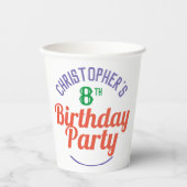 子供の8歳の誕生日ペーパークリスマス 紙コップ (正面)