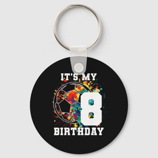 子供の8歳の誕生日 サッカー好き 誕生日パーティー 8歳 キーホルダー (正面)
