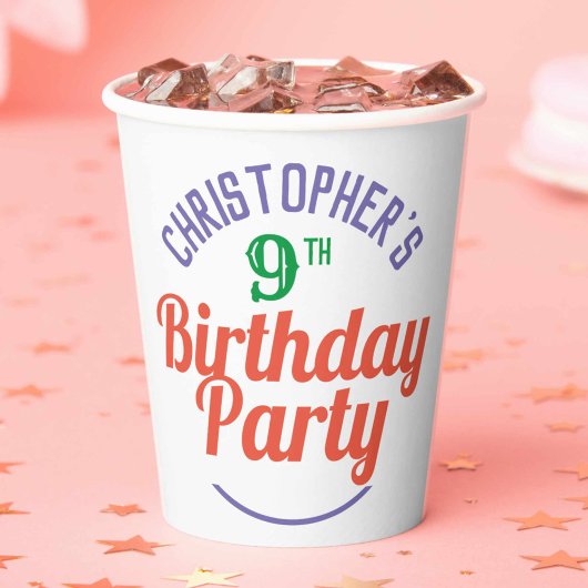 子供の9歳の誕生日ペーパカップ 紙コップ