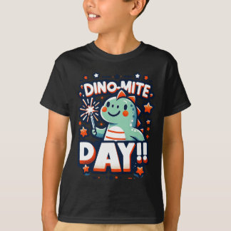 子供の"Dino-Mite Day" -おもしろいとフェスティバル恐竜 Tシャツ