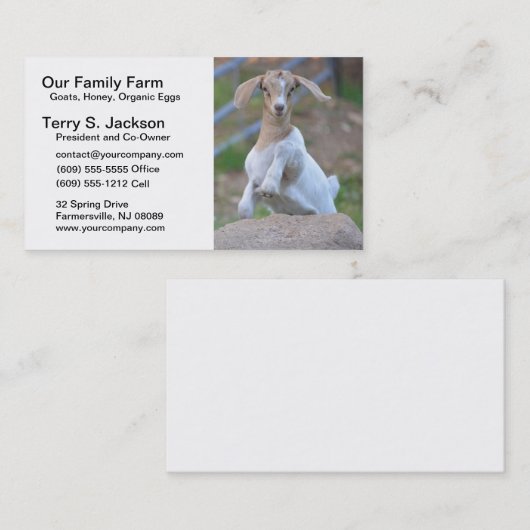 子供のBohrのヤギが付いている農場の名刺 名刺 (正面/裏面)