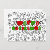 子供のdrawningsのスタイルの"メリークリスマス" シーズンポストカード (正面/裏面)