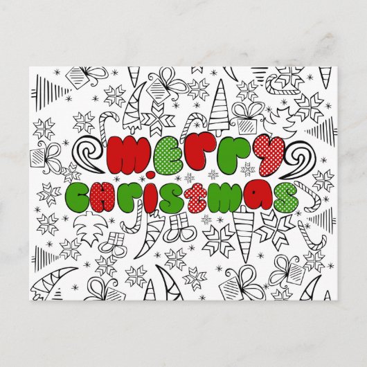 子供のdrawningsのスタイルの"メリークリスマス" シーズンポストカード (正面)