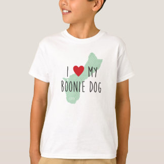 子供のI愛私のBoonie犬のワイシャツ(緑) Tシャツ